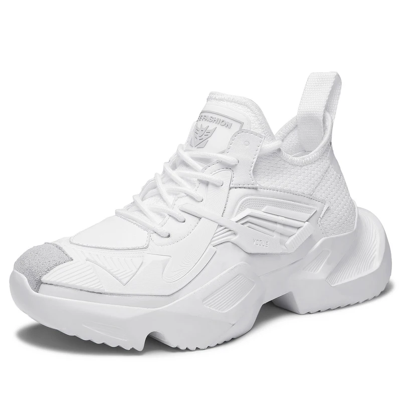 BomKinta/белые мужские кроссовки на толстой подошве в стиле Харадзюку; мужская кожаная обувь для папы; Высококачественная резиновая обувь для тенниса; Мужская обувь для взрослых - Цвет: White A