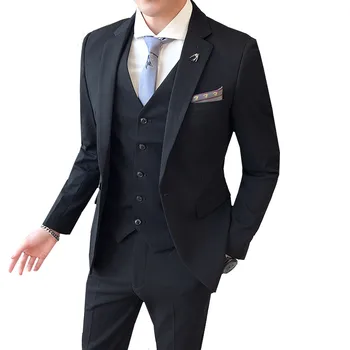 

Men Suit Homme Formal Business For Man suit Solid color Wedding Groom Tuxedos Prom dress party Three-piece Male Suits