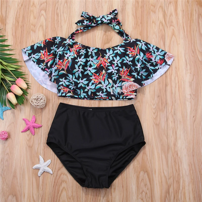 

Women Bikini Set Halter Floral Printing Push-Up Padded Bandage High Waist Swimwear Swimsuit Bathing Suit Beachwear