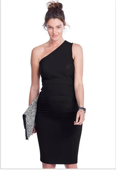 

DR244 Ozhouzhan Maternity Clothes Star Style Pregnant Women Summer Wear Dress Summer New Style off-Shoulder-Maternity Dress