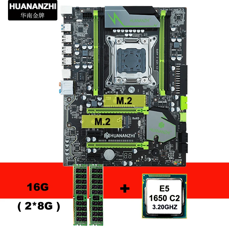 Материнская плата HUANAN ZHI для настольных ПК с NVMe SSD M.2 слотом X79 LGA2011 ЦП Intel Xeon E5 1650 C2 3,2 ГГц ОЗУ 16 Гб (2*8 ГБ) 1600 RECC Материнская плата HUANAN ZHI для настольных ПК с NVMe SSD M.2 слотом X79 LGA2011 ЦП Intel Xeon E5 1650 C2 3,2 ГГц ОЗУ 16 Гб (2*8 ГБ) 1600 RECC