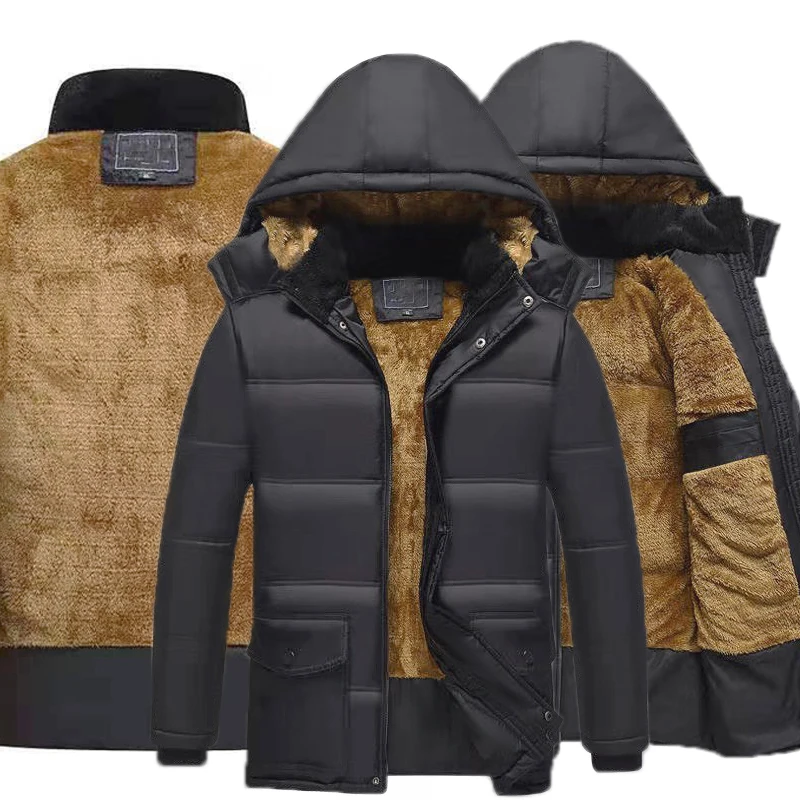 

New Thicken Warm Parkas Winter Casual Clothes Male Jacket OutCoat Man's Jackets Outwear Hooded Men Plus Velvet Coats Clotheing