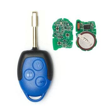 

beler 6C1T15K601AG 3 Button Blue Key w/ 433MHz Control Board 4D63 Chip F021 Blade fit for Ford Transit WM VM 2006-2012 2013 2014