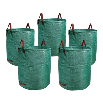 

5-Pack 72 Gallons Garden Bag Heavy Duty Gardening Bags, Lawn Pool Garden Leaf Waste Rubbish Plants Grass Bag