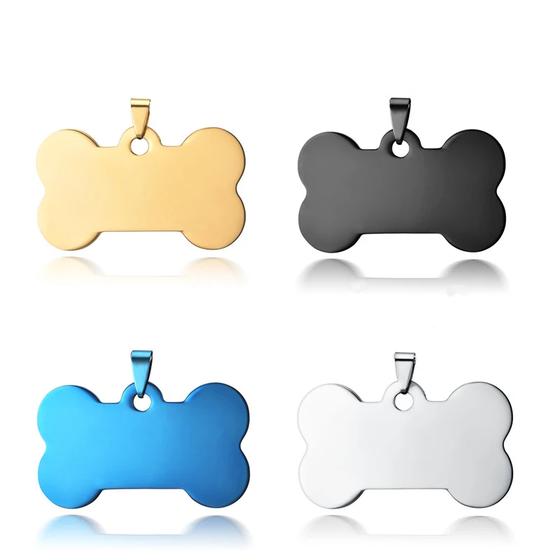 100% Steinless Ssteel Blank Dog Bone Tag Pendant Hundeknochen Gold/Blue/Black/Silver Color metal Pet Mirror Polished 10pcs | Украшения и