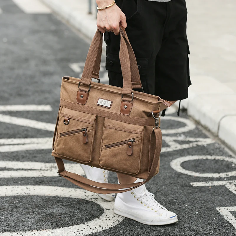 Tidog Men's Hand Bag transverse Briefcase Canvas business Bag