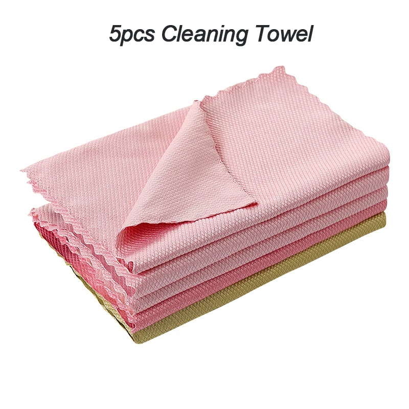 4/6/8pcs Fish Scale Wipe Cloth Microfiber Cleaning Cloths Glass