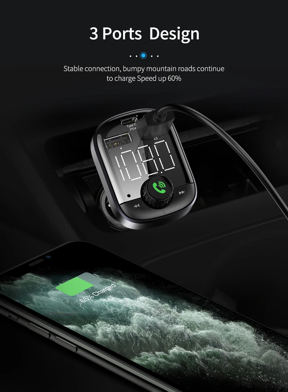 FLOVEME QC3.0 автомобильное зарядное устройство Bluetooth fm-передатчик автомобильный комплект для iPhone 11 Pro Max 3.6A Быстрая зарядка USB PD автомобильное зарядное устройство для телефона