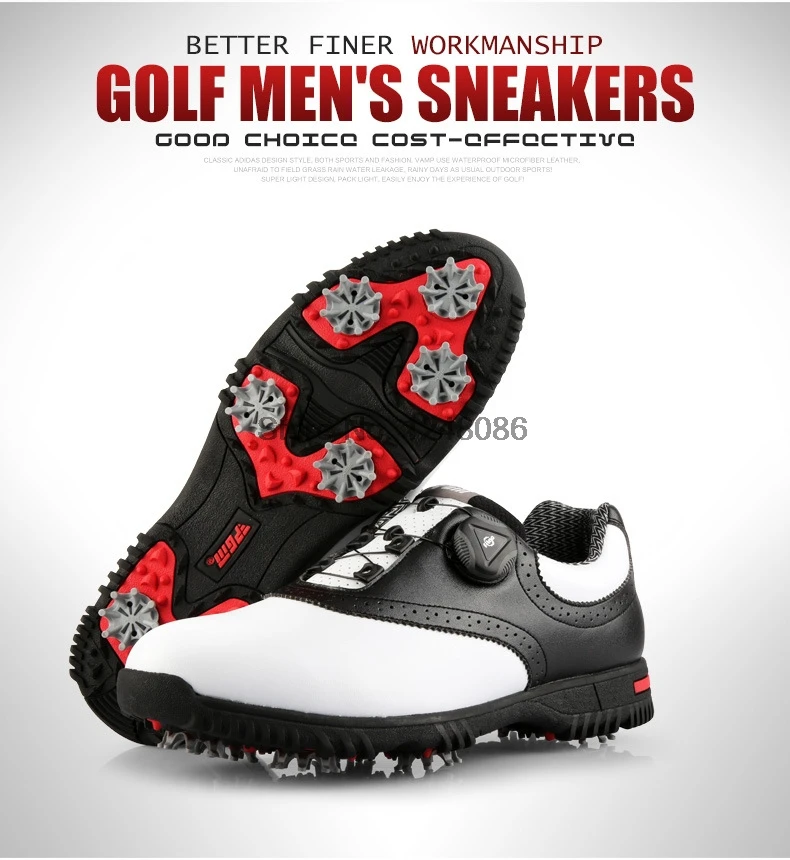 PGM Мужская водонепроницаемая обувь для гольфа, обувь с вращающейся пряжкой, кружевная Нескользящая теннисная обувь, кожаные дышащие кроссовки D0843