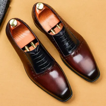 

Italian Men's Oxford Shoes Genuine Leather Formal Shoes Men Handmade Fashion Party Office Wedding Mans Dress Shoe