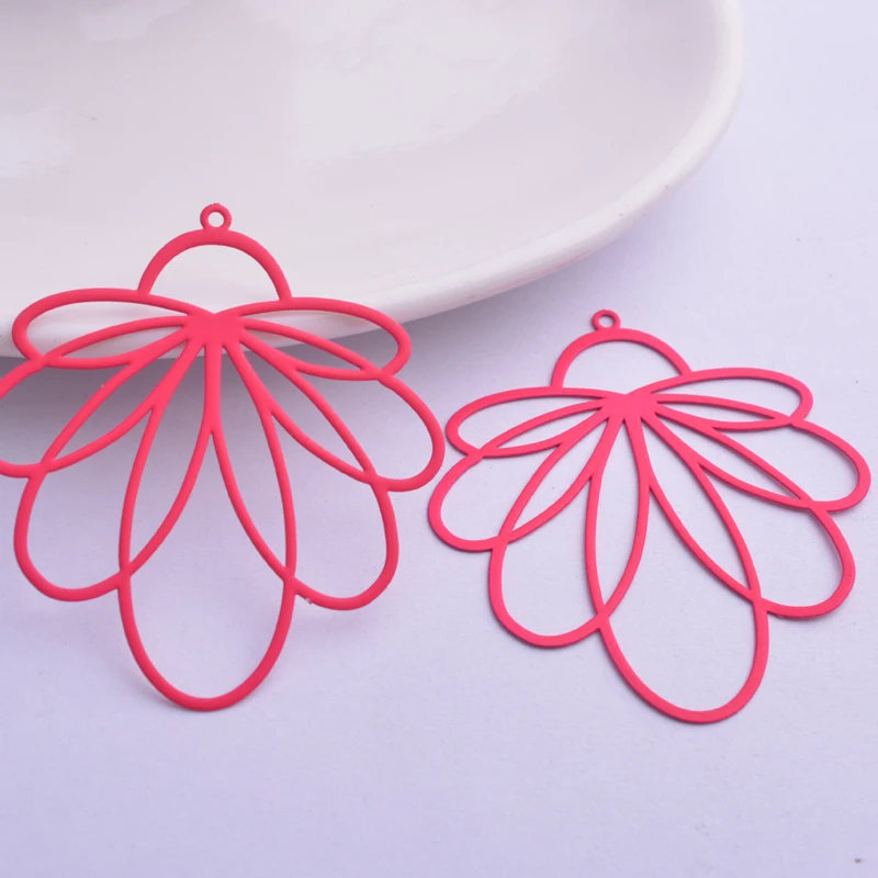 30pcs AB6262 41*45mm Big Size Rose-red Filigree Flower charms Silver ...