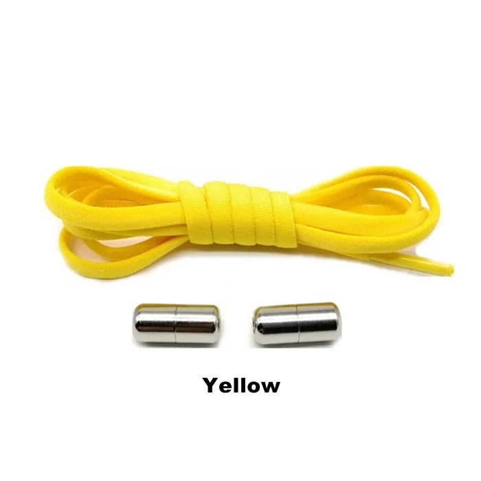 B-Yellow 1 пара шнурки без завязок эластичные запирающиеся круглые шнурки быстрые ленивые шнурки 22 цвета - Цвет: B-Yellow