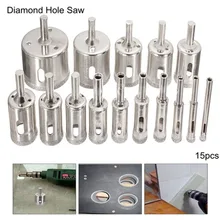 15pcs/set Stainless Steel Glass Eyelet Punch Die Tool Diamond Hole Opener Marble Tile Drill Hole Glass Corrector Hole Cutter