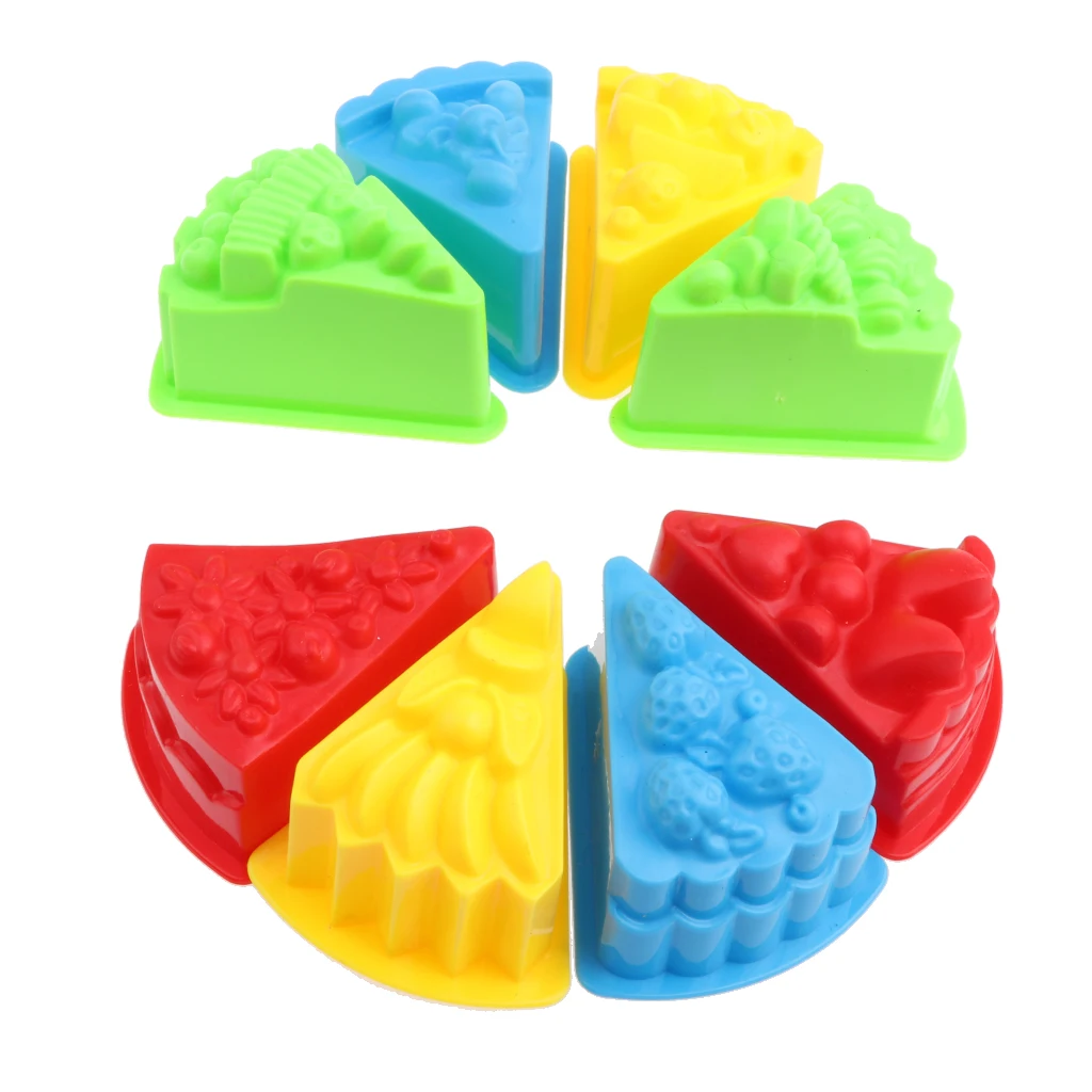 Plastic Colorful Cake Bakery Sand Beach Toy (8 Pcs) Children Sand Molds Beach Toy Play Sand Gift for Kids