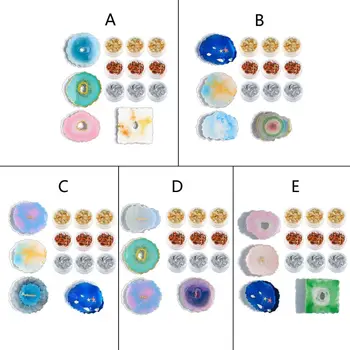 

4Pcs Irregular Wave Shape Silicone Geode Coaster Resin Molds with Foil Flakes X7YA