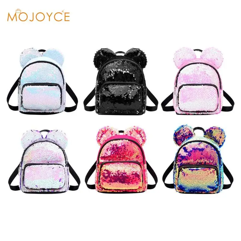 New Baby Girls Kids Backpack Mouse Ears Bags Kids Fashion Mini School Bag Women Travel Sequins Backpack Mini Bag Dropshipping