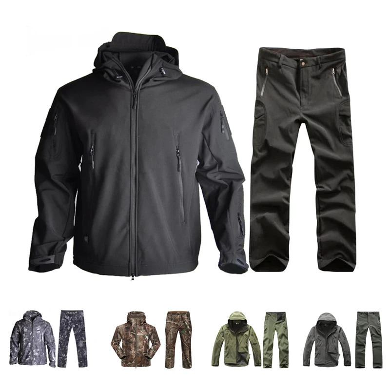 TAD Softshell Jacket and Pants Tactical Fleece Windbreaker Outdoor Waterproof Hunting Clothes Hiking Camping Men Suits | Спорт и