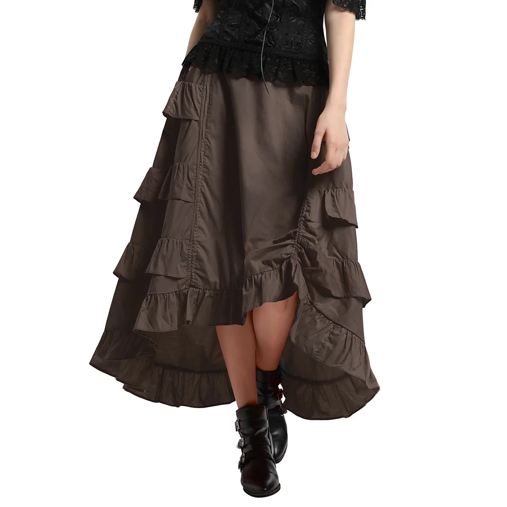 3 цвета Готический корсет юбка Викторианский стимпанк длинный рюшами винтажный костюм юбка