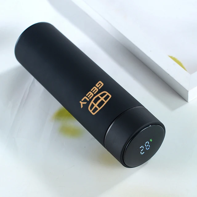 500ml Car Style Pink Smart Thermos Mug LED Temperature Display Stainless Steel Cup With Logo For Geely ck Emgrand ec7 gt gc9 gl white