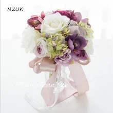 Brides Bouquet Wedding Bridal Bouquet Artificial Decoration De Mariage Blush Pink Rose Flowers SPH015