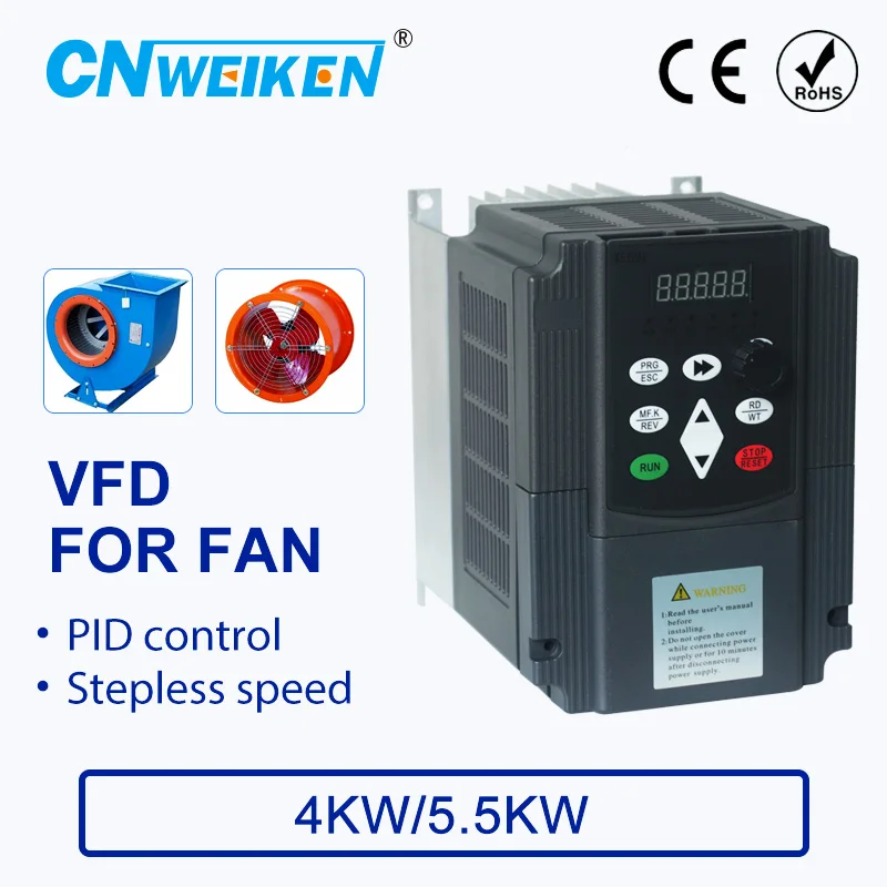 

Speed controller For FAN Motor 380V 4KW/5.5KW 3 Phase Input And Three Output 50hz/60hz AC Drive VFD Frequency Inverter