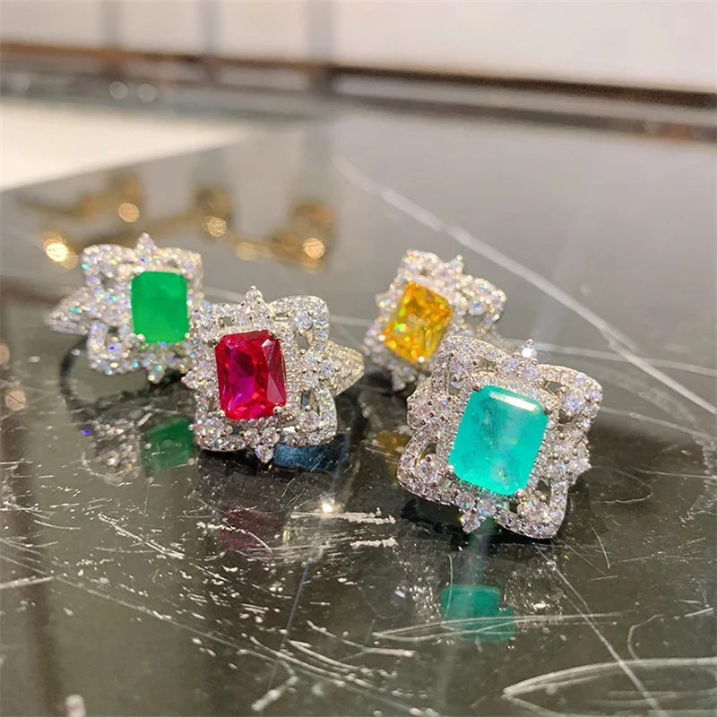 Qtt Nuovo Arrivo Anello Vintage Ridimensionabile Colore Argento Anello Nuziale 2021 Tendenza Smeraldo Paraiba Tormalina Gioielli In Pietra Preziosa
