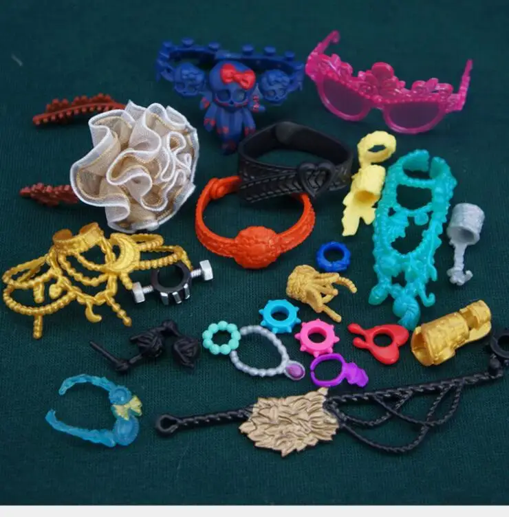 Monstering High Doll Accessories Decors Necklace Glasses Headbands Belts Kids Playing House Doll Decors Girl Party Gift Favors doll accessories,doll clothes accessories,plush doll accessories,doll eyewear accessories,doll wig headgear