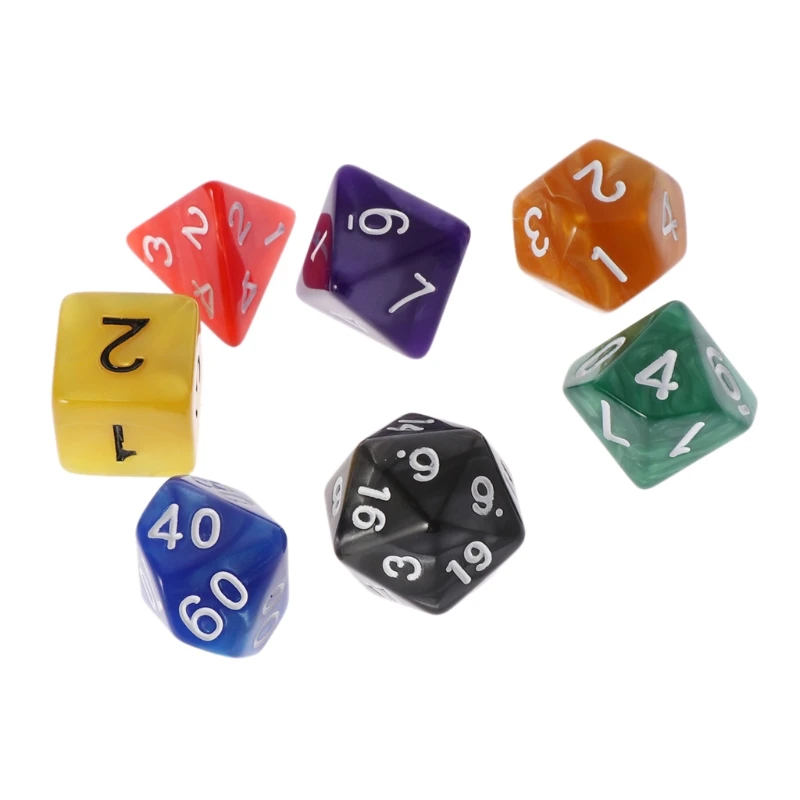 7 шт./компл. многогранные кости для TRPG настольная игра акрил M5TC|Кубики| |