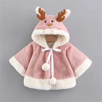 

Xmas Baby Girls Coat Cartoon Thicken Baby Jacket Plus Fleece Hooded Infant Girls Long Sleeve Warm Outwear Winter