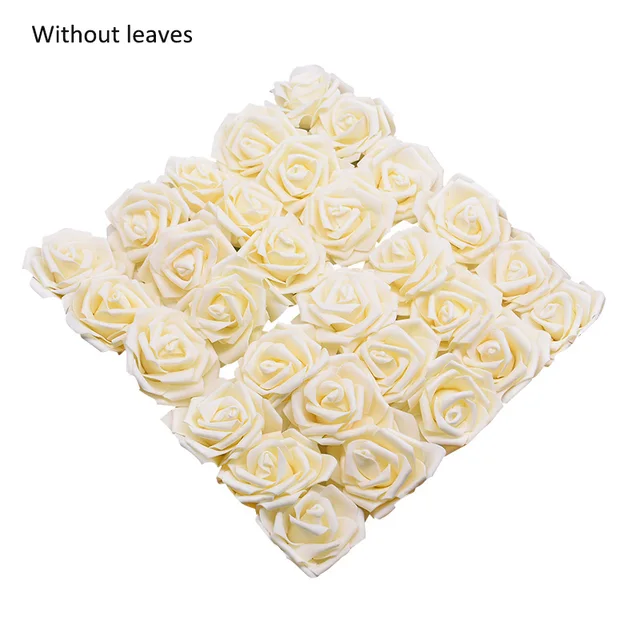 10/20/30 Heads 8CM Artificial PE Foam Rose Flowers Bride Bouquet Flower For Wedding Party Decorative Scrapbooking DIY Flower F17 Champagne