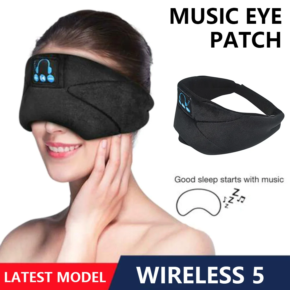 Bluetooth 5.0 Wireless Stereo Earphone Eye Mask Blinder Sleep Music