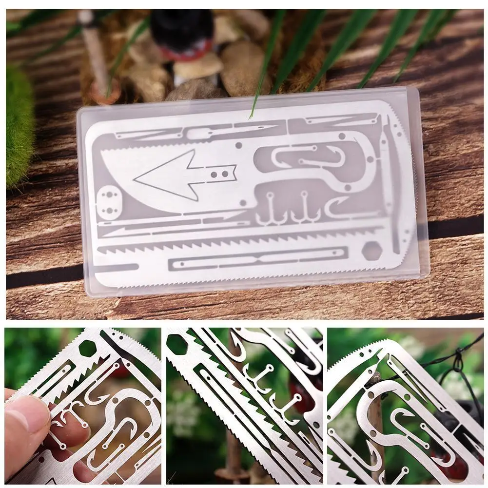 22 in 1 Outdoor Edc Tools Portable Fishing Gear Hook Tool Function Multi Accessories Card Tackle Tools Survival Card Fishin