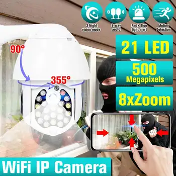 

New 5.0MP 21 LED IP Camera 8X Zoom WiFi Dome Surveillance Camera Full Color Night Vision Pan/Tilt Rotation IP66 Waterproof