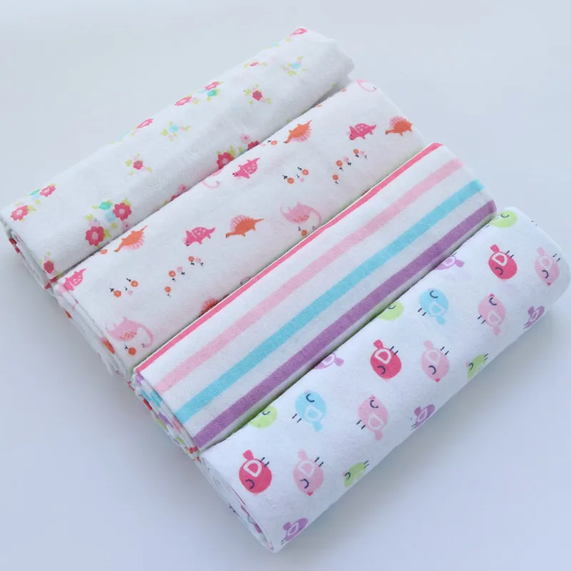 4Pcs/Lot 100% Cotton Flannel Receiving Baby Blanket Soft Muslin Diapers Newborn Swaddle Blanket 76*76CM Baby Blankets Newborn 3