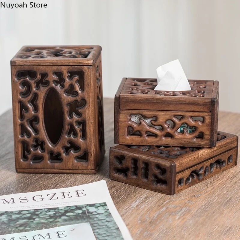 

Creative Simple Retro Wooden Pumping Box Living Room Coffee Table Household Solid Wood Tissue Box Chinese Paper Pumping Box