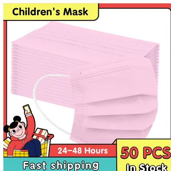 

Fast Shipping Face Multiple colou Masks Protection 50 pcs 3 ply Disposable Face Mask Use Waterproof Anti-dust For Kid And Girls