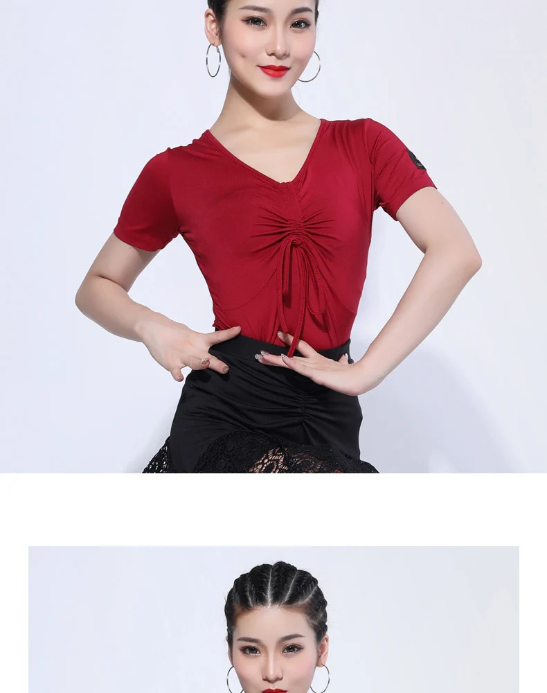Высокое качество, топ для латинских танцев, одежда с v-образным вырезом, стандартная тренировочная одежда для женщин, для взрослых, танго, Qiaqia, Одежда для танцев B0159