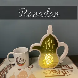 Lumières Led de décoration en bois pour le Festival du Ramadan, Pot à huile Eid Iftar et autres lampes de modélisation, artisanat de décoration de la maison 