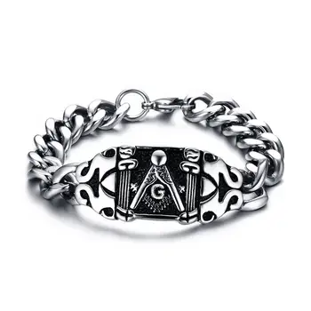 

Classic Stainless steel masonic chain charm bracelets for men party man fashion jewelry