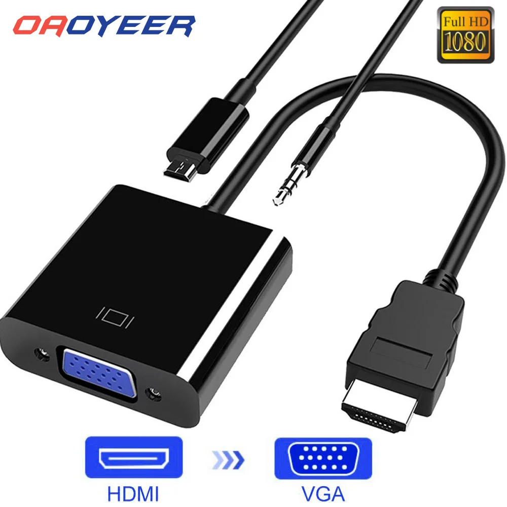 Кабель переходник HDMI VGA Папа мама преобразователь для PS4 1080P цифро аналоговое