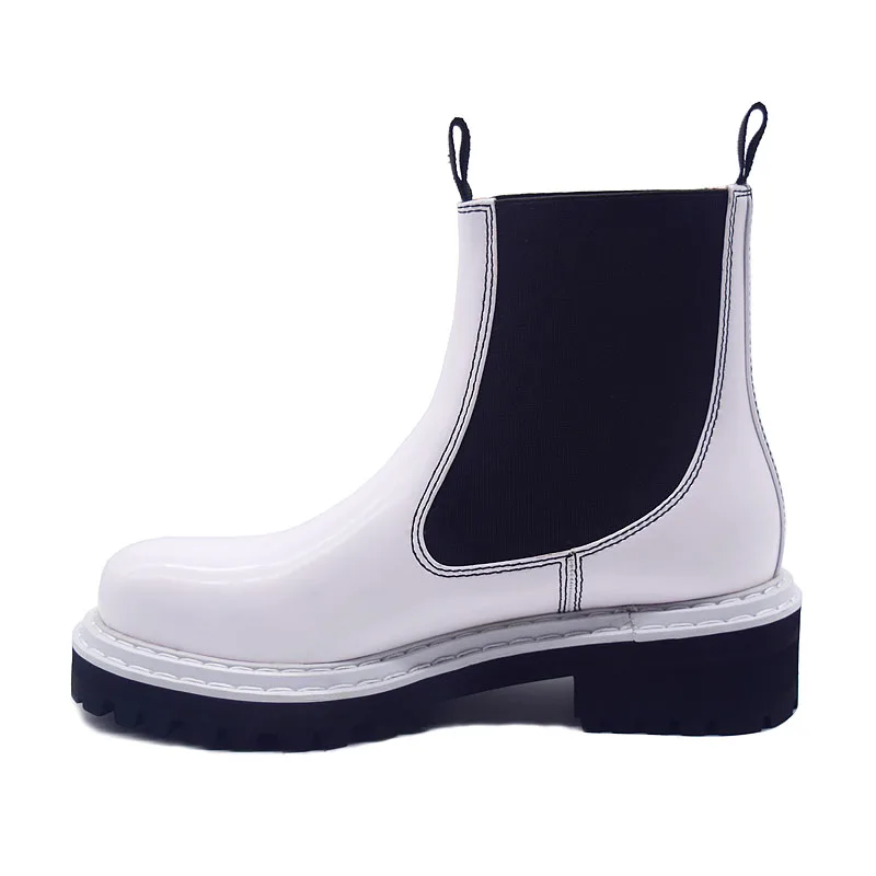 Buonoscarpe/Новинка года; модные стильные женские Ботильоны на каблуке; модные кожаные ботинки для офиса; уличная зимняя обувь; Sapatos femininos - Цвет: White