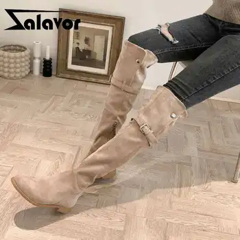 

ZALAVOR Woman Chunky Heel Winter Ankle Boots Zipper Casual Sexy Motorcycle Boots Platform Round Toe Shoes Woman Size 34-43