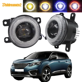 

2 X Car Fog Light Assembly LED Lens Angel Eye Daytime Running Lamp DRL 30W 8000LM 12V Accessories For Peugeot 5008 2009-2018