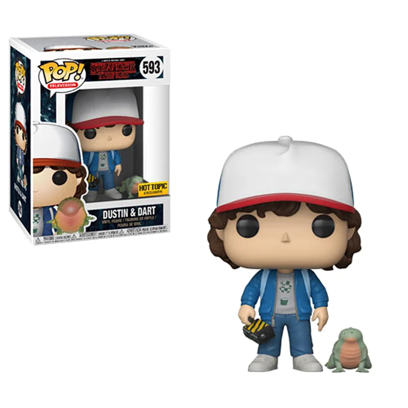 

FUNKO POP Stranger Things Character Dustin & Dart 593 # Hot Topic Action Figures Model Doll Toys for Children Christmas Gifts