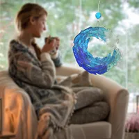 Fused Ocean Suncatcher Ornament Glass Wave Sun Acrylic Outdoor Indoor Ocean Catching Decoration Home Decor Children Gift #LR3 2