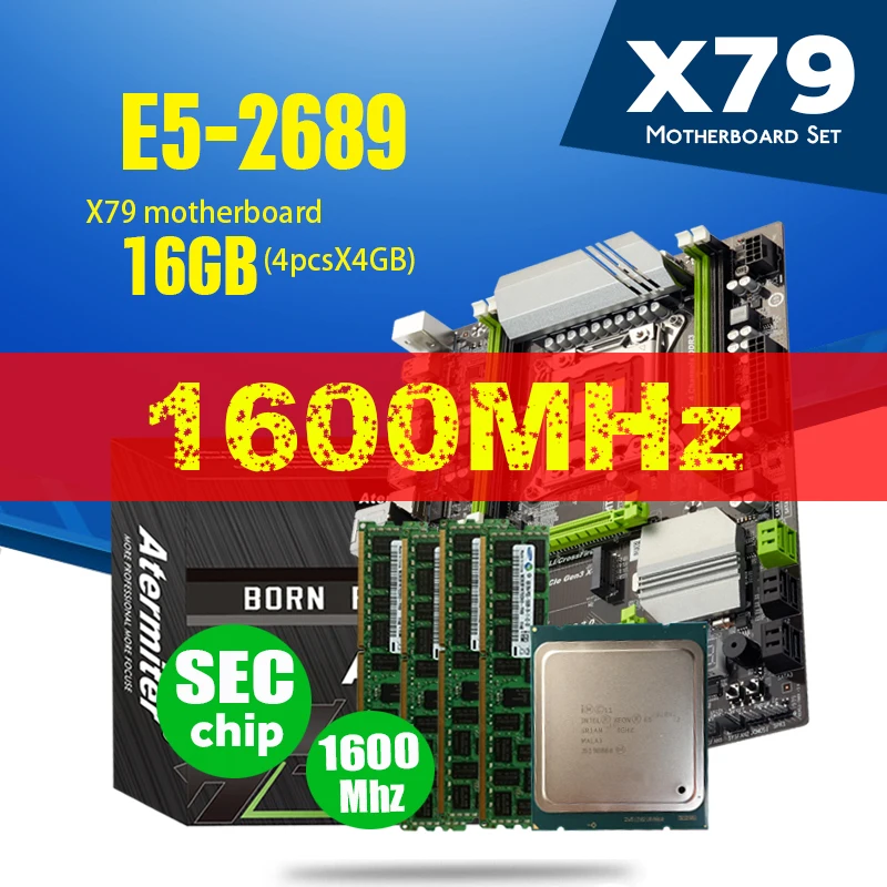 Материнская плата X79 Turbo материнские платы LGA2011процессор ATX E5 2689 CPU 4x 4GB = 16GB