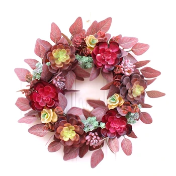 

Artificial Succulent Wreath for Front Door Home Office with Real Twig Based