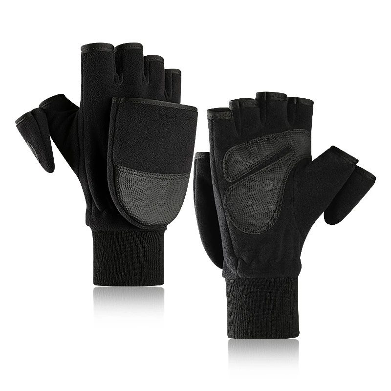 

Winter Fleece Warm Gloves Contact Screen Male Flip Cover Refers To Plus Velvet Thickening Outdoor Photography Gloves