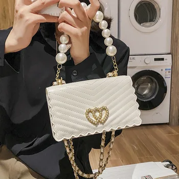 

Elegant Female Pearl Tote bag 2020 fashion new high-quality PU leather Women's Designer Handbag Chain Shoulder Messenger Bag
