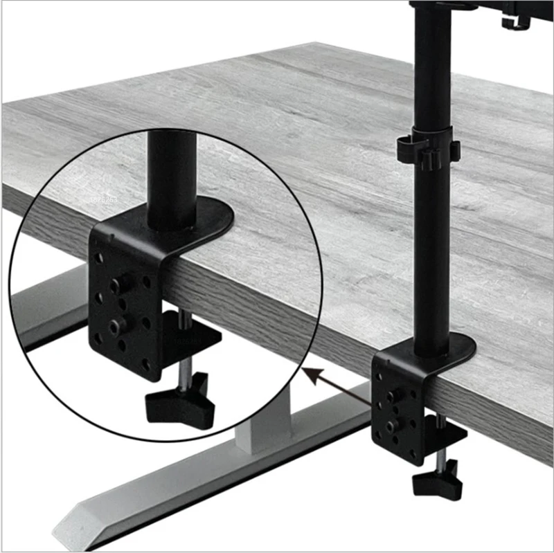 M074 Dual LCD Monitor Desk Mount Fully Adjust Stand with Extra Laptop Tray for Laptop Notebook up to 17" and Screen up to 32" — view 3